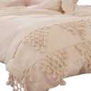 Tufted Tassel Duvet Cover Cotton Cream Boho Bedding Twin, 68''x90''