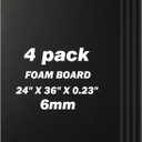 4 Pack Foam Board 24"x36", 0.23" Thick Black Poster Board, Acid-Free Double Sided Foam Core Board for Presentation Art, Display, Office, School Projects, Crafting, Sign Making