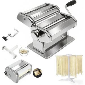 Pasta Maker Machine with 9 Adjustable Thickness Settings, 2 in 1 Noodle Maker Includes Pasta Cutter, Ravioli Maker Attachment & Pasta Drying Rack