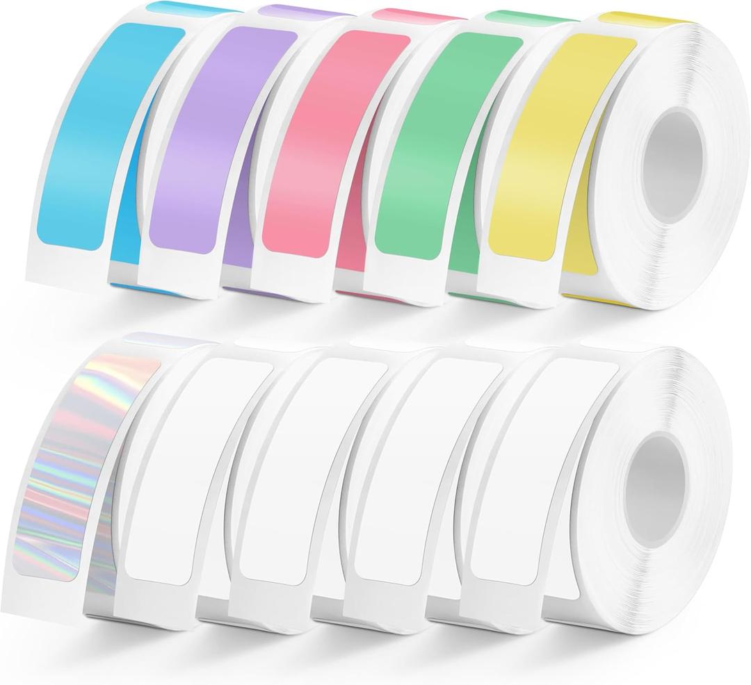 1600 Pcs MIARALA D30 Label Tape 12mm40mm(0.47"x1.57"), Colored D30 Label Maker Tape, Self-Adhesive Label Tape for D30 Printer, 10 Rolls