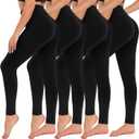 CAMPSNAIL 4 Pack Leggings for Women - High Waisted Tummy Control Yoga Pants for Workout Gym Black Leggings Plus Size Dance (Large-X-Large)