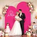 7.2FT 6FT Arch Backdrop Cover for Wedding, Set of 2 Stretchy Spandex Fitted Arch Stand Cover for Baby Shower, Birthday Party Decor, Chiara Backdrop Cover with Double-Sided Design(Pink, Hot Pink)