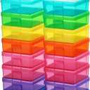 18 Pack Small Colored Plastic Hobby Art Craft Organizer, Mini Plastic Storage Containers with Latching Lid, for Pencil Box, Lego, Crayon