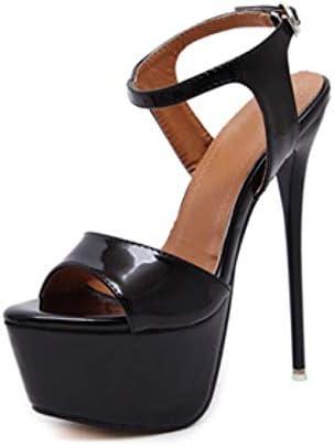 OCHENTA Women's Open Toe Platform Sky High Stiletto Heels Ankle Strap Sandals Size 38