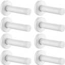 JQK Door Stopper White, 304 Stainless Steel Thicken 1mm Sound Dampening Door Stop Bumper Wall Protector 8 Pack, DSB5-WH-P8