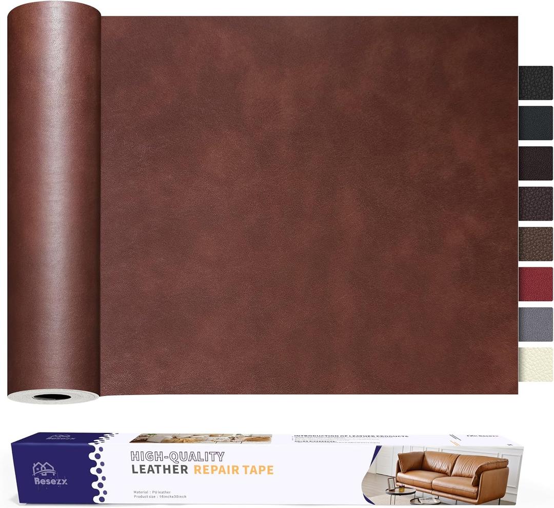 Besezx Leather Repair Patch Tape Kit, Self Adhesive Leather Repair for Furniture, Couch, Sofa, Car Seats,Office Chair,Vinyl Repair Kit.30inx16in (Brown)