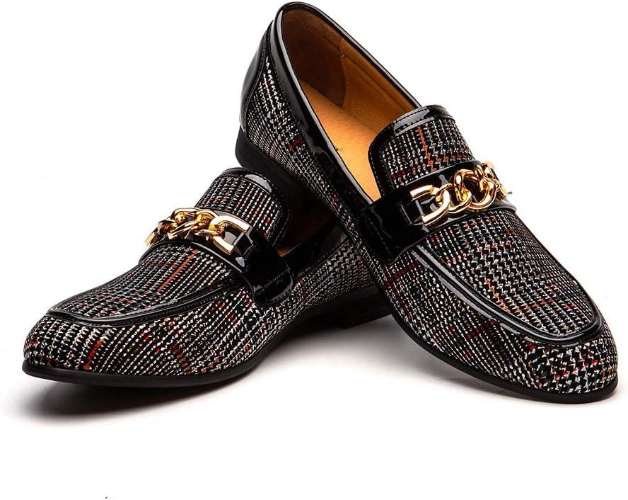 JITAI Mens Leather Shoes Pattern Printing Men's Dress Loafer Shoes Slip-on Casual Loafer Smoking Slipper, size 10,5