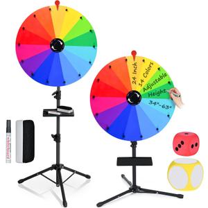 24 Inch Prize Wheel Spinner with Stand, 14 Slots Color Heavy Duty Spinning Wheel for Prizes, Spin The Wheel Game with Stand for Tabletop or Floor, Suitable for Trade Show, Carnival, Classroom, Family