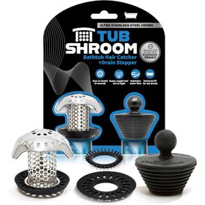 TubShroom Ultra Revolutionary Bath Tub Drain Protector Hair Catcher/Strainer/Snare, Stainless Steel, Stainless Combo