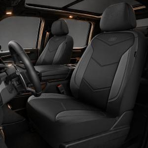 Skechers Memory Foam Seat Covers,Leather Car Seat Covers, Ultimate Comfort & Support Front Seat Covers Airbag Compatible, Automotive Universal Fit Most for SUVs, Vans, Sedans, Cars, Trucks,Black
