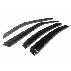 4pcs Sun Rain Vent Wind Deflector Guard Window Visor Right Passenger Side Adhesive Tape in Channel Not Outside Acrylic Blend Dark Smoke, Small Piece Size 29.5", Big Piece Size 40.5"