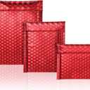 50 Pieces Bubble Mailers 3 Sizes Self Seal Adhesive Poly Mailers Metallic Foil Glitter Padded Shipping Bubble Envelopes for Valentine Mailing Packing Small Business(Red)