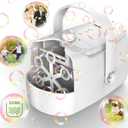 Bubble Machine, Automatic 18000+ Per Minute Big Bubbles Blower Maker for Kids Toddlers with 2 Speeds,6 Wands,Operated by Plugin or Batteries for Outdoor/Indoor Birthday Parties,Wedding (White)