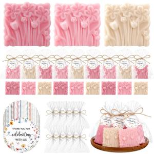 Demissle 20 Pcs Baby Shower Soap Favors Wildflowers Baby Shower in Bloom Flower Bath Soap Gift Set with White Greeting Card Handmade Gifts for Guests Decorations Supplies(Classic Color,Classic Style)