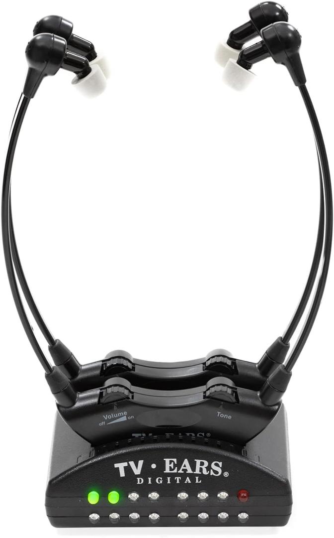 TV  EARS 5.0 Dual Digital Wireless Headset System for Watching, Includes 2 Headsets & RF Transmitter Compatible with Most TV Brands, Ideal for Seniors & with Hearing Difficulties