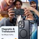 CANSHN Magnetic Compatible with iPhone 16 Pro Case, Upgraded [Full Camera Protection] [Compatible with Magsafe] [Translucent Matte] Shockproof Protective Phone Case Cover 6.3 Inch - Black