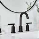 ANDY STAR Black Bathroom Faucet 3 Hole, 8 Inch Widespread Bathroom Faucet with Pop Up Drain, 360 Swivel Spout, Modern 2 Handle Vanity Faucet with cUPC Supply Lines