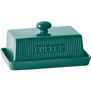 8oz Butter Dishes with Lid for Countertop, Ceramic Butter Holder with Knob Handle, Porcelain Butter Keeper, Large Butter Tray Butter Container for East & West Coast Butter, Farmhouse Kitchen Decor