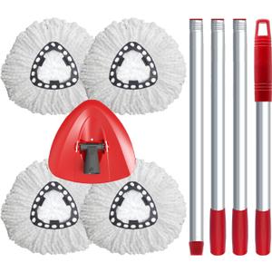 4 Pack Mop Head Replacement Compatible with O-Cedar EasyWring 1 Tank System, Spin Mop Head Replace with 30-58" Handle and Base ,Refills Machine Washable(White,1 Tank)