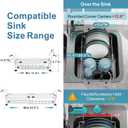 GSlife Expandable Dish Drying Rack for Large Sink- Stainless Steel Over the Sink Dish Drainer with Silicone Sink Protector and Locking Knob for Kitchen, 12.8" W x 13.4"-20.5" L, Silver