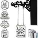 Set of 5 Custom Book Genre Dividers - Decorative Hanging Shelf Signs with Chains for Home Library, Bookshelf Organization & Reading Corner Decor, Easy Mount Tavern Style Bookcase Labels