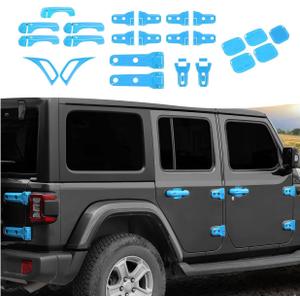 24PCS Full Set Exterior Decoration Trim Kit Fit for 2018-2026 Jeep Wrangler JL JLU 2/4 Doors, Door & Hood Hinge Covers Door Handle Side Vent Tailgate Hinge Cover Trim(Light Blue)