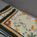 French Small Tablecloth for Rectangle Table, Linen Orange Floral Wrinkle Resistant Tablecloths, Decorative Table Cover for Kitchen, Dining, Tea Party,Thanksgiving,Christmas,55"*71"-Milch