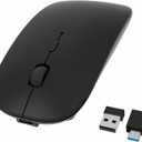 HOTDREAM Bluetooth Wireless Rechargeable Mouse for MacBook Pro/Air/iPad Air/iPad Pro/Laptop/Tablet/iPhone/PC, Bluetooth 5.2/3.0 and 2.4GHz Dual Mode Mouse (Black)