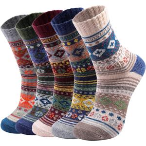 Wool Socks for Women - 5 Pairs Soft Cozy Knit Winter Warm Socks for Women Men
