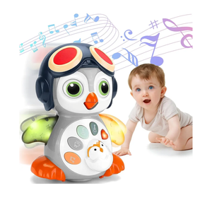 Autumety Crawling Musical Penguin Baby Toys with Music, Infant Tummy Time Toys for Babies 0 3 6 9 1218 36 Months Newborn Devolopment Toddler Boy Girl Age 1 2 3 Year Old Christmas 1st Birthday Gifts