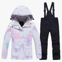 WOWULOVELY Girl's Winter Skisuit Thicken Warm Hooded Snowsuit Toddler Ski Jacket Pants Set, M