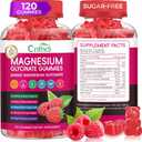 Magnesium Glycinate Gummies 600mg, High Absorption Magnesium Gummies with L-Threonate, Calcium, Vitamin B6, D3, Sugar Free Chews for Adults & Kids Relaxation, Stress Relief, Night Rest (120 Count (Pack of 1))