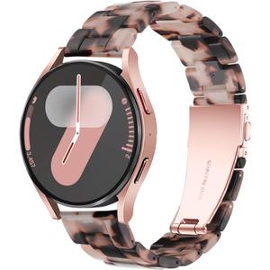 Resin Bands Compatible with Samsung Galaxy Watch 7 FE 6 5 40mm 44mm/Pro 45mm,Galaxy Watch 4 40/44mm,Galaxy Active 2 40/44mm,20mm Band for Galaxy Watch 6 4 Classic 42mm 43mm 46/47mm Watch 3 41mm Women (Tortoise Stone Flower)