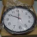 Charles Leonard Round Wall Clock, 14 Inch Thinline Quartz with 12 Inch Dial, Analog with Second Hand, Black/White (76820)