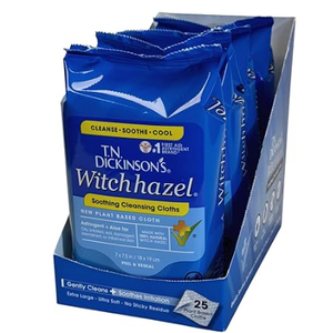 T.N. Dickinson's Witch Hazel Soothing MultiUse Cleansing Cloth, 4 Pack, 25 Cloths Per Pack,white
