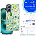 for iPhone 16 Case, [Avocado] Cool Aesthetic Pattern for Women, [11FT Military-Grade Drop Tested] Slim Crystal Clear Shockproof TPU Bumper Phone Cover, 6.1"