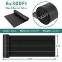 Land Guard 6ft x 300ft Weed Barrier Fabric Heavy Dusty, Ground Cover, Weed Mat, Woven Landscape Fabric for Garden, Lawn and Outdoor Project
