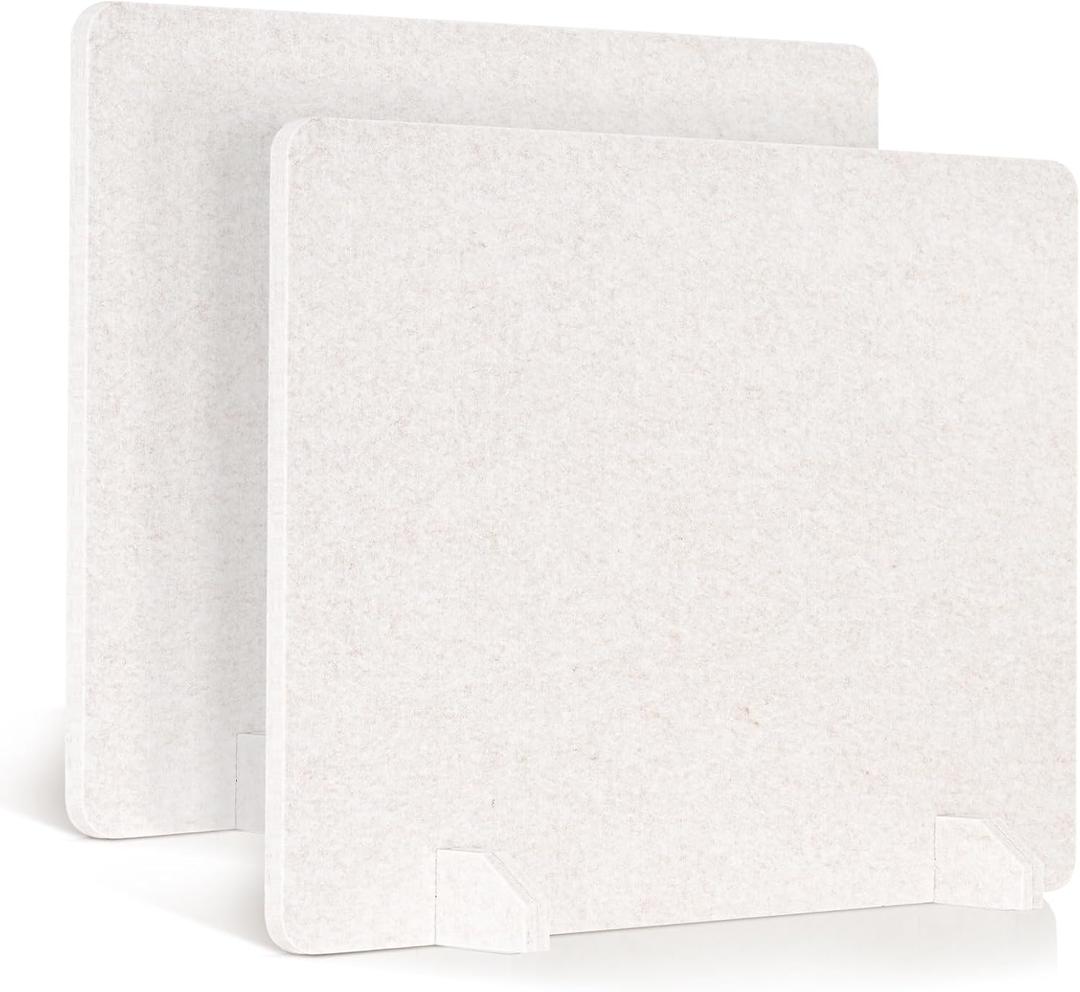 2 Pack Acoustic Desk Dividers - 24" x 20" Freestanding Privacy Panels Set with Noise - Reducing Design Cubicle Sound Proof, Ideal for Office, Classroom, and Home (Light Beige)