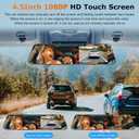 NHOPEEW 1080P Dash Cam Front and Rear, 4.5 Inch Touchscreen Rear View Mirror Camera with Dual Lens/Exposure Adjustment/Loop Recording/Parking Assistance + Backup Camera & 64G Card