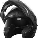 SPARK DOT Approved Modular Flip-Up Dual Visor Motorcycle Full Face Helmet for Adults Men & Women (Carbon Fiber, X-Large)