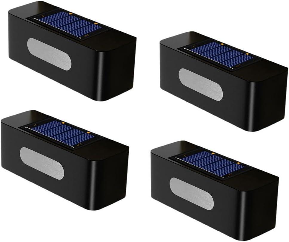 Solar Wall Lights Outdoor Warm White Fence Lights Waterproof IP44 Wall Mount Light Auto On Off for Step Pathway Garden Courtyard and Easy Installation 4 PCS