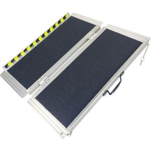 Non-Skid Wheelchair Ramp Threshold Ramp with a Non-Slip Surface Portable Aluminum Foldable Mobility Scooter Ramp for Home Steps Stairs Doorways Curbs (Single, 4 Foot)