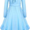 Dresses for Girls 10-12 Blue Tween Spring Long Sleeve Lace Backless High Low Ruffle Swing Maxi Kids Easter Wedding Formal Party Dress