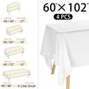 4 Pack Rectangle Tablecloth 60x102 Inch White Washable Polyester Table Cover for Wedding Dining Table Buffet Parties Banquet DecorationWhite