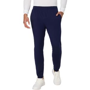Hanes Men's Cotton Jersey Jogger, Knit Sweatpants with Pockets, Jogger, Cinched Cuff and Straight Leg (Large, Athletic Navy)
