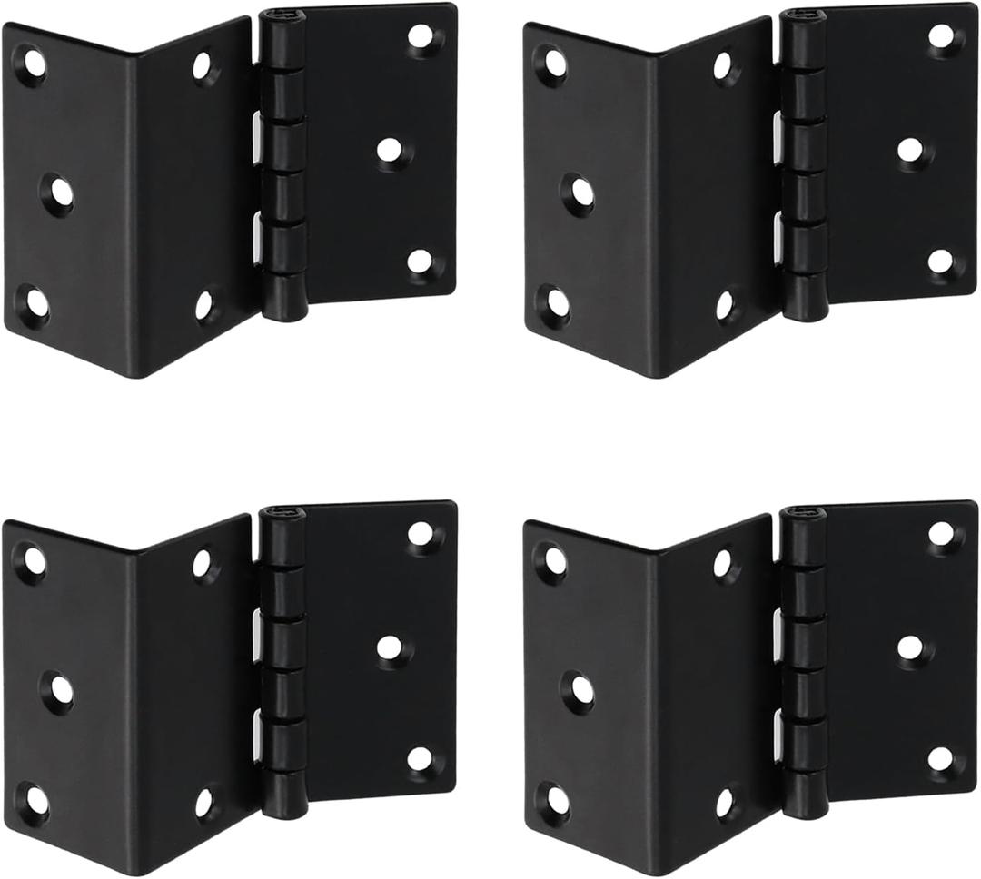4 Pcs Door Hinge Black 2.76" Half-Surface Chest Hinges Metal 3-Fold Bending Cabinet Offset Hinges for Closet Doors Window Boxes DIY Woodworking