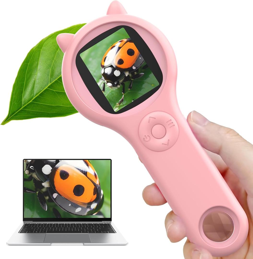 Portable Handheld Mini Digital Microscope for Kids - Educational Science Toys, Christmas & Birthday Gifts for Age 3-8 Girls & Boys (Pink) (1 Pc)