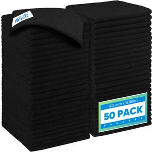 HOMEXCEL Black Microfiber Cleaning Cloth 50 Pack, 12.5 x 12.5 inch Microfiber Towels for Cars, Ultra Absorbent Car Washing Cloth, Lint Free Streak Free Cleaning Rags for Car, Kitchen, and Window