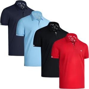 Albert Morris Mens Striped Short Sleeve Polo Shirts 4 Pack (X-Large, Magic Maui Pack)
