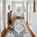 4x10 Wide Hallway Runner Rug - Washable Runner Rugs with Non Slip Backing Low Pile Carpets for Kitchen Bedroom Stain Resistant Carpet for Entry Living Room Dining Room Soft Thin Floor Mat 4x10 Blue